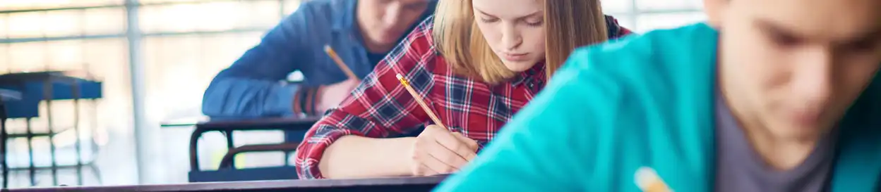 Students completing an exam