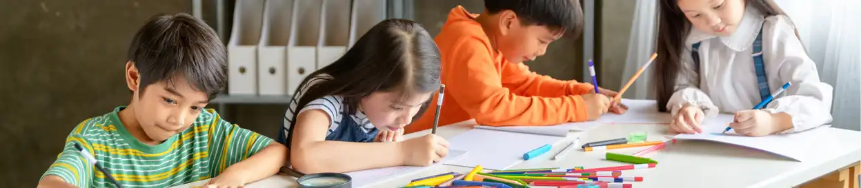 School pupils working in the classroom