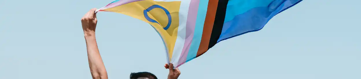 Someone holding a Pride flag