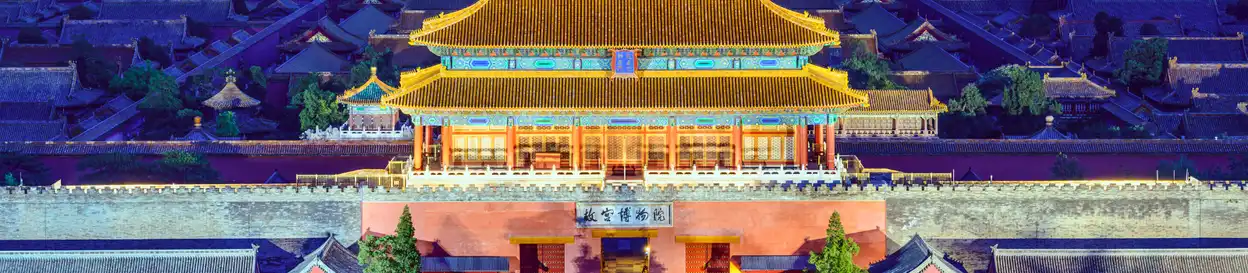 A brightly lit Chinese temple