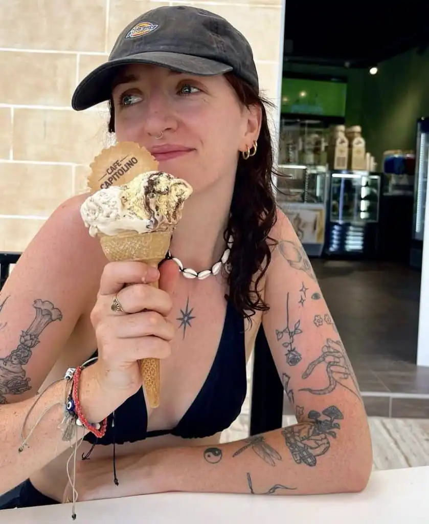 Rachael McGettigan with an ice cream