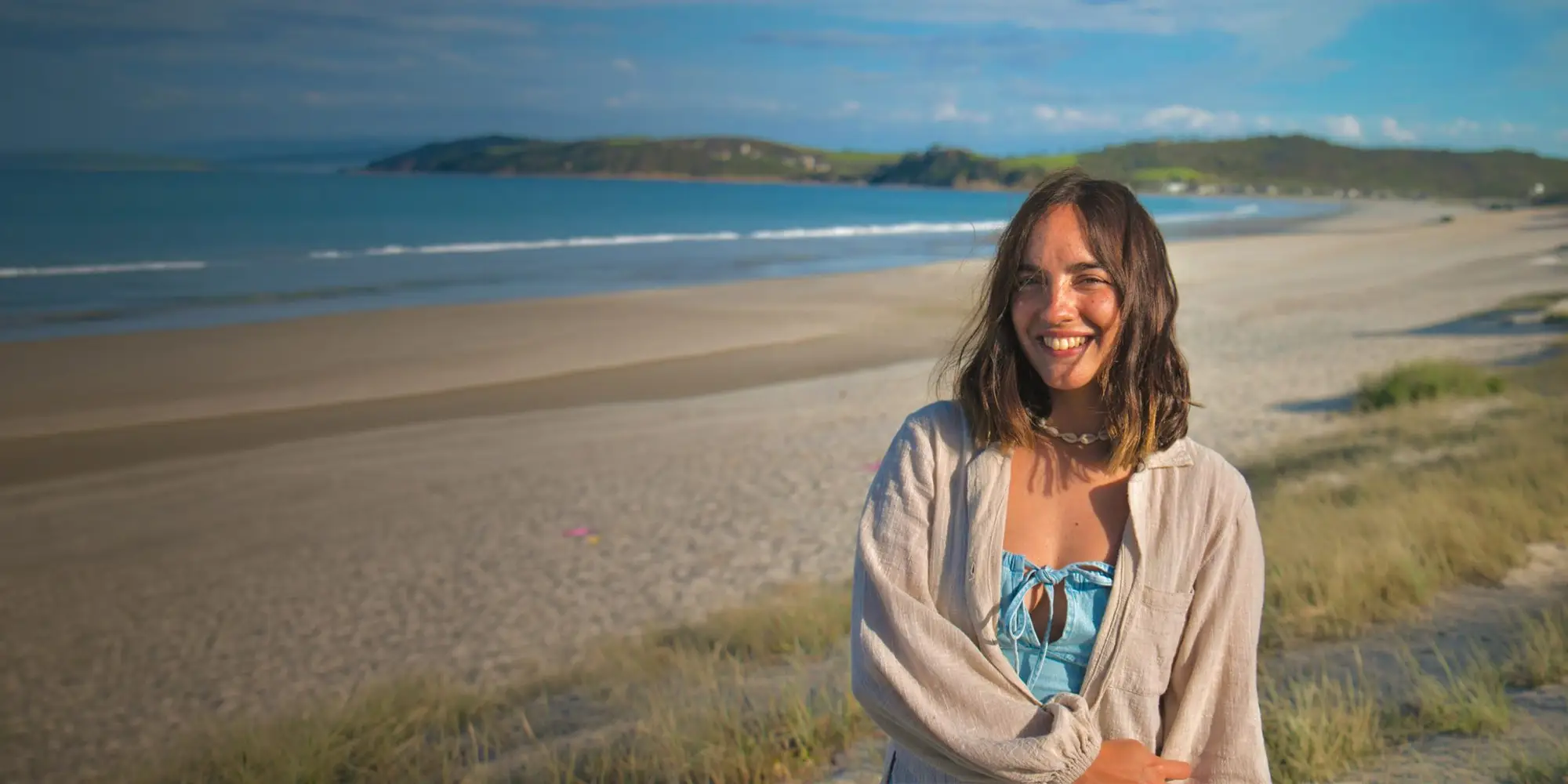 Female student on a beach