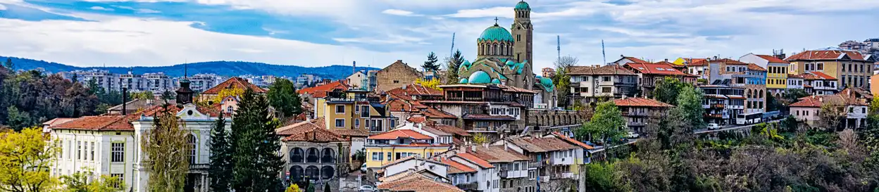 Colourful buildings in Sofia, Bulgaria