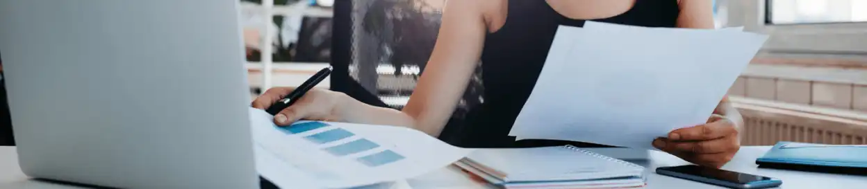 A woman doing paperwork