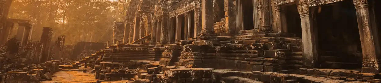 A Cambodian temple at sunset