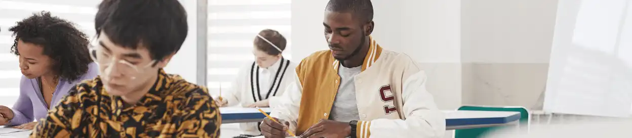 Students taking an exam