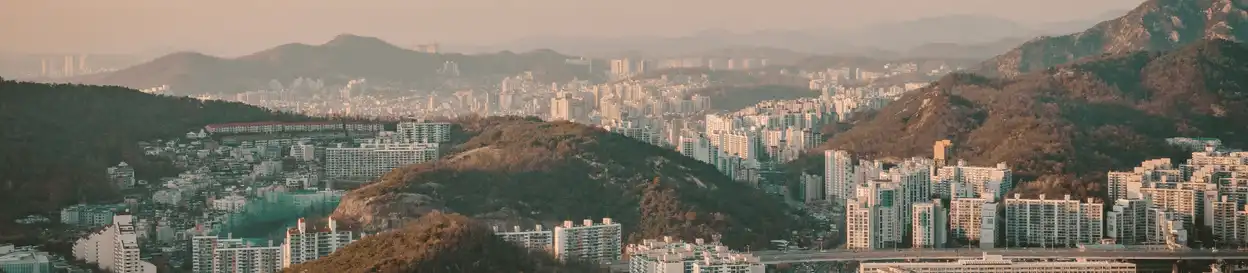 Buildings on hills in South Korea