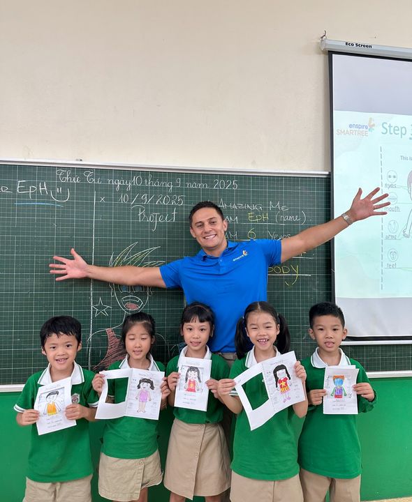 A Teacher in a classroom abroad with their students