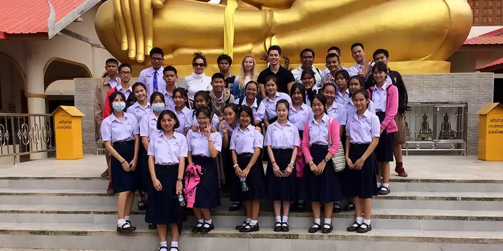 James with students in Thailand
