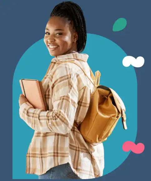 Female student with bag and notepad