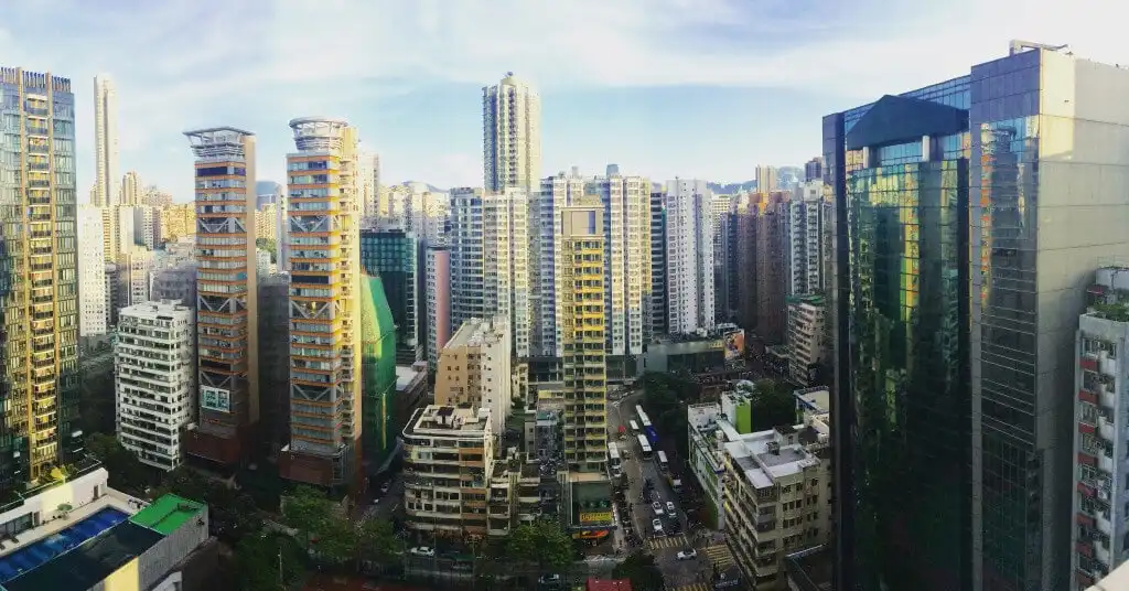 The view from TEFL teacher Adrian's apartment in Kowloon, Hong Kong